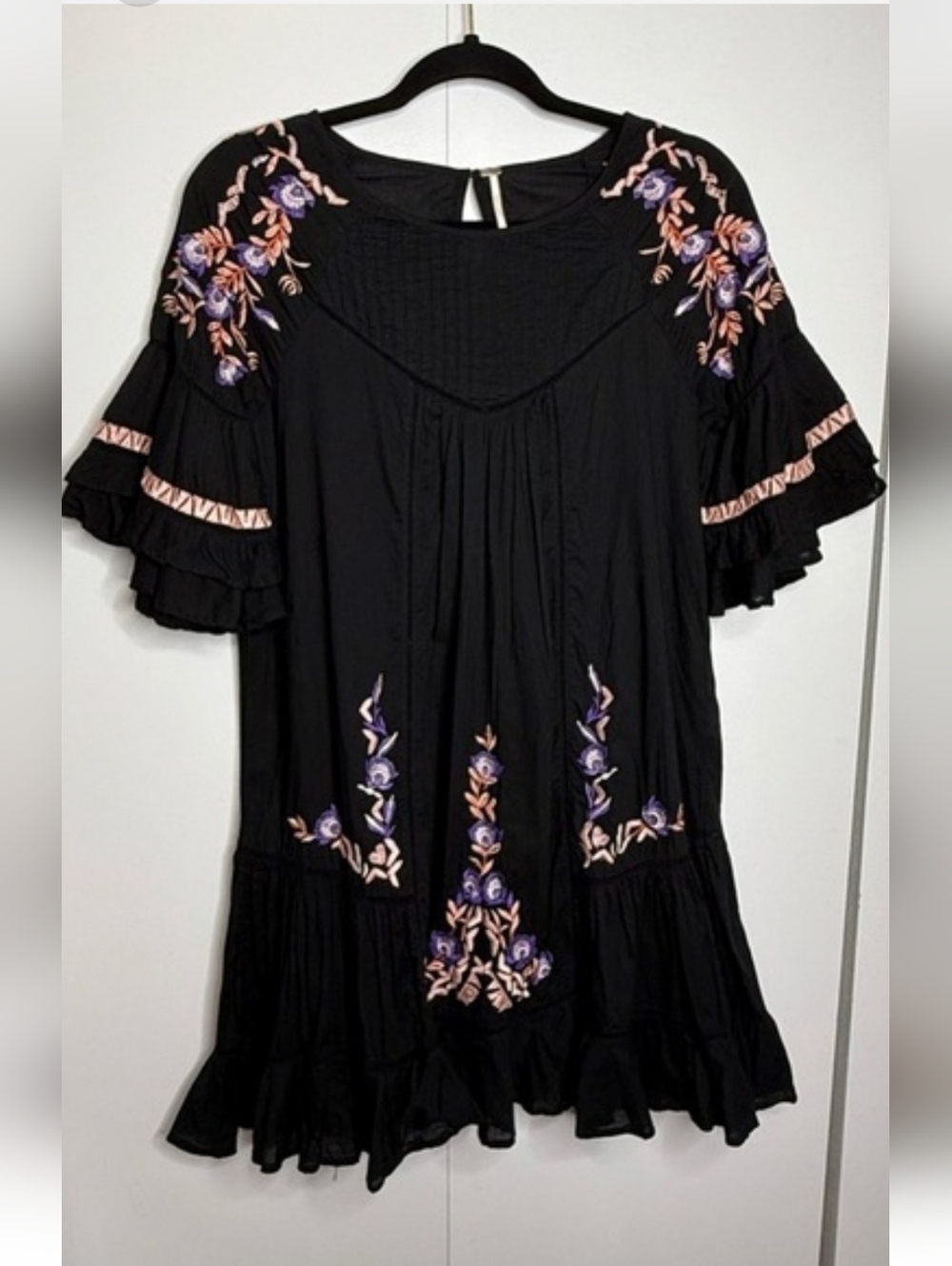 Free People Black Pavlo Babydoll Ruffle Swing Mini - Picture 3 of 5